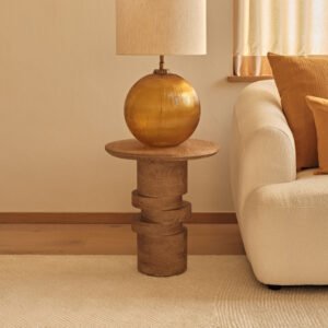 Adam 45cm Almond Brown Round Side Table