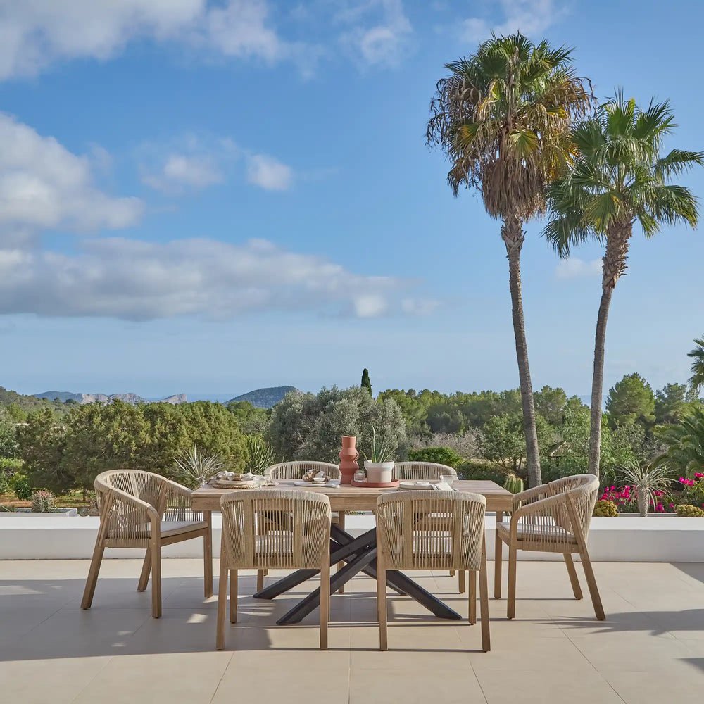 Amelia 6 Seater Wooden Garden Dining Set with 6 Nala Cushioned Chairs