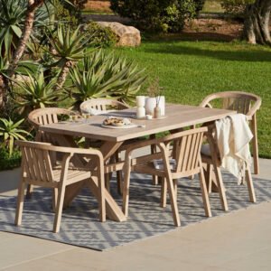 Charlotte 6 Seater Wooden Garden Dining Set with 6 Shiro Chairs