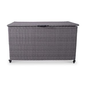Charcoal Weave 645L Cushion Storage Box with Gas Lift
