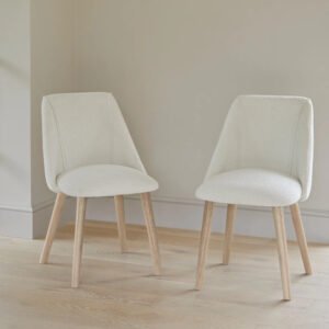 Freya Boucle Dining Chairs - Set of 2 - Whitewash Oak Legs