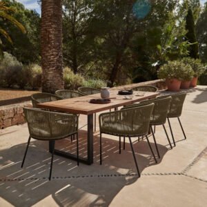 Hali 8 Seater Wooden Outdoor Dining Set with Hali Green Chairs - 235cm