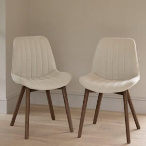 Bella Light Beige Dining Chairs - Set of 2 - Coffee Brown Mango Wood Legs