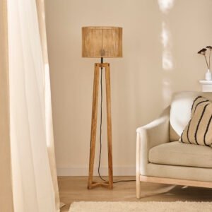 Konduru 146cm Natural Mango Wood Floor Lamp Base & Konduru Natural String Shade - 40cm
