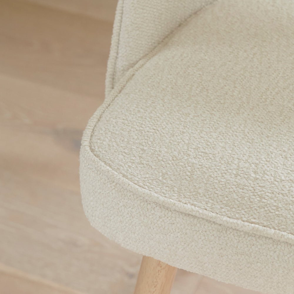 OUTLET - Marilyn Light Beige Boucle Dining Chairs - Set of 2 - Whitewash Oak Legs