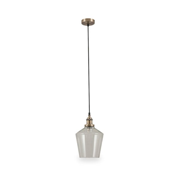 Emmanuelle Antique Brass Metal and Clear Glass Pendant