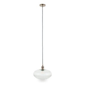 Abigail Clear Ribbed Glass Oval Pendant