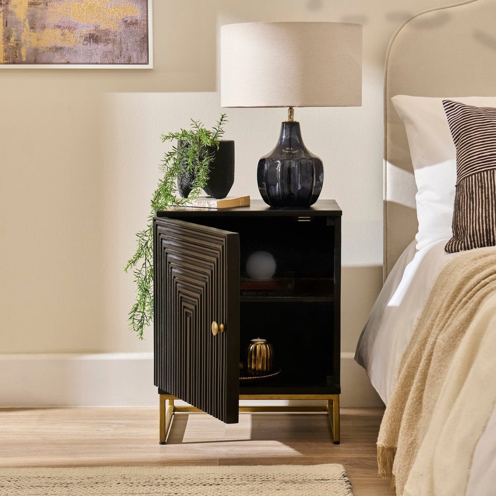 Rayna Black 1 Door Left Bedside Table