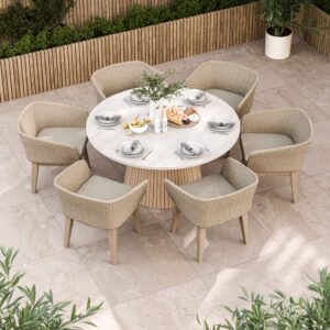 Saturn 6 Seater Round Conical Dining Set with Eden Dawn Dining Chairs