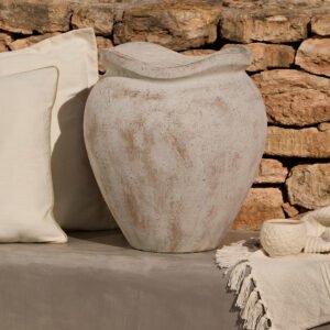 Tomar Fiber Cement 46cm Garden Planter - Rustic White