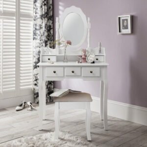 OUTLET - Capri White Dressing Table with Mirror & Stool