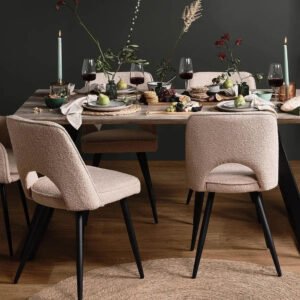 Dolly Boucle Dining Chairs - Set of 2 - Black Legs