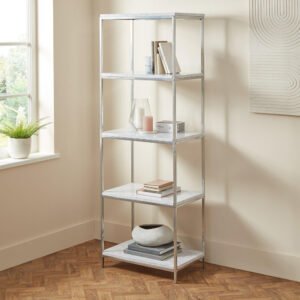 OUTLET - Jay Marble and Chrome Tall Bookcase