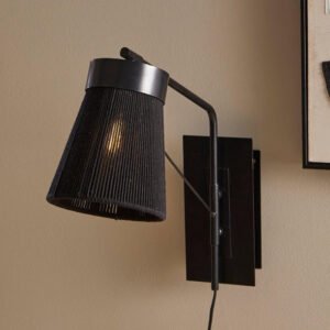 Outlet - Neri Black Cotton String Wall Light