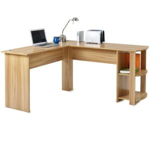 Outlet - Beech L-Shaped Computer Desk With Shelves