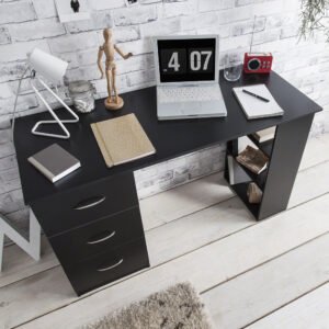 Outlet - Essie 3 Drawer Desk - Black