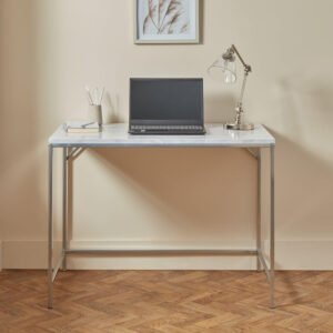 OUTLET - Jay Marble Effect Desk - Chrome