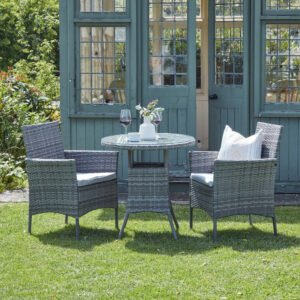 Kemble 2 Seater Rattan Garden Bistro Dining Set - Grey