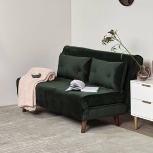 OUTLET - Una 2 Seater Double Sofa Bed - Green Velvet