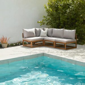 Rowan 4 Seater Wooden Garden Corner Sofa - Sand