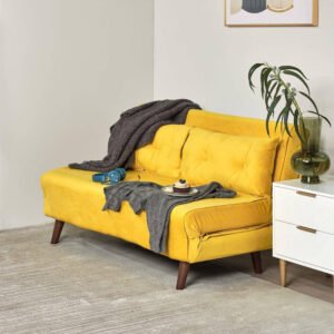 OUTLET - Una 2 Seater Double Sofa Bed - Yellow Velvet